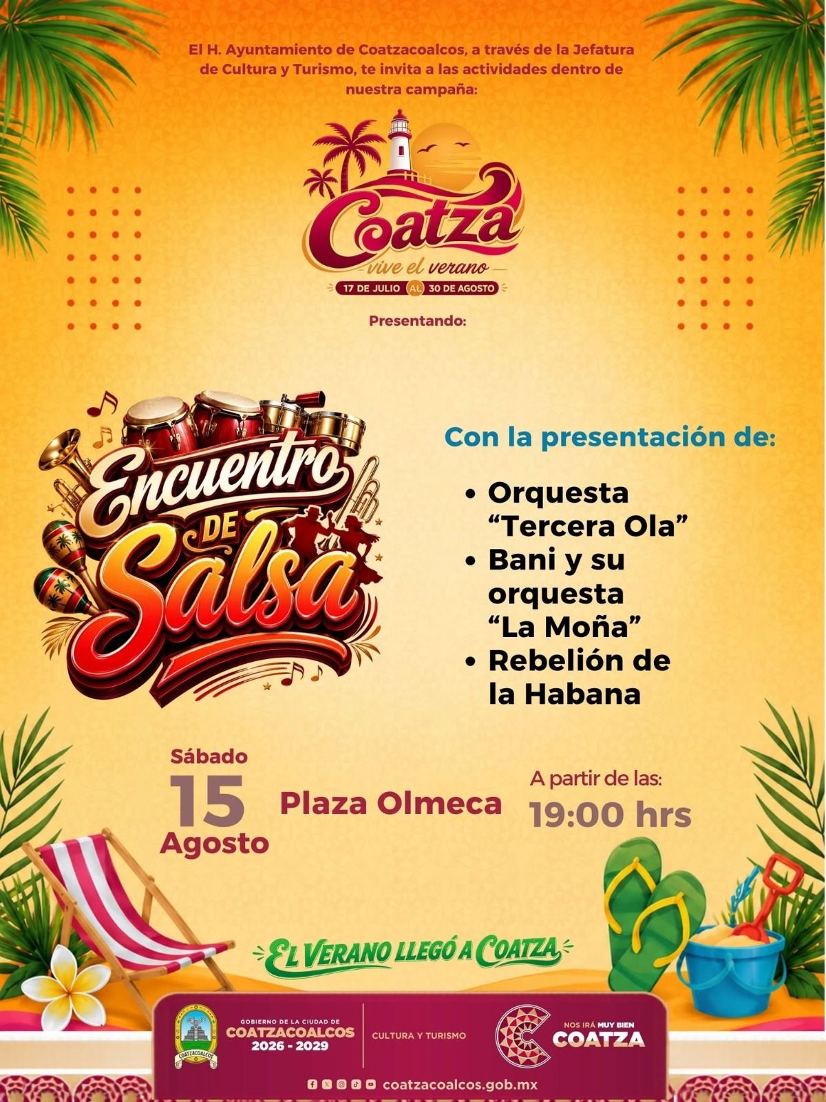 Salsa, folclor y actividades en playa animarán el sábado de “Coatza Vive el Verano”
