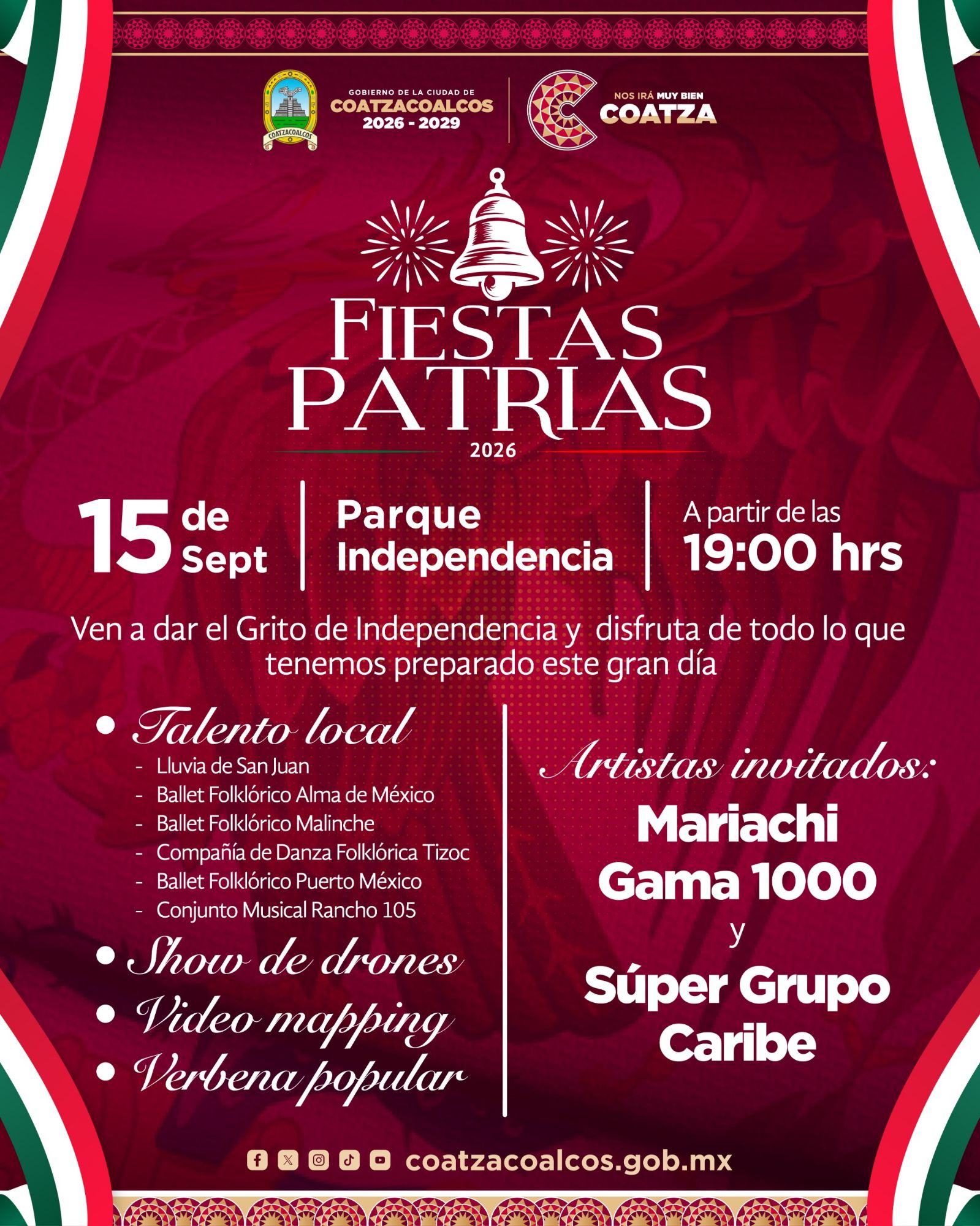 Vivirá Coatzacoalcos su noche mexicana con el primer Grito de Independencia de Pedro Miguel Rosaldo